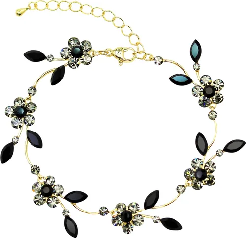 Vista 30 de Faship - Juego de collar y aretes con cristales de imitación florales AB