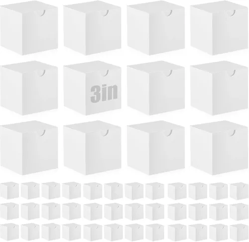 Vista 19 de Zhehao - Paquete de 48 cajas de regalo pequeñas de 10,2 x 10,2 x 10,2 cm, cajas de papel kraft cúbicas coloridas al por mayor, con tapas