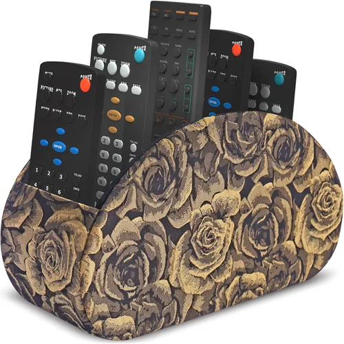 Vista 13 de QIELIZI Soporte para control remoto, organizador de escritorio de piel sintética con 5 compartimentos espaciosos para controles remotos de TV