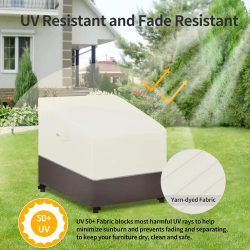 Vista 2 de Easy-Going Funda para silla de patio, resistente a los rayos UV, bicolor, impermeable, para muebles de exterior, con dobladillo reflectante