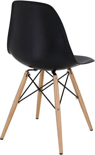 Vista 4 de Modway Sillas laterales piramidales con patas de madera natural en negro - Juego de 4