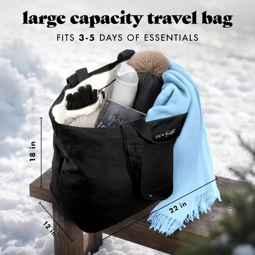 Vista 3 de Bolso de playa grande Fit & Fresh para mujeres - Bolso de viaje extragrande con bolsillos Negro