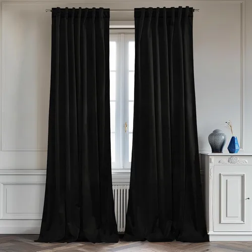 Vista 34 de StangH Cortinas 100% opacas, color beige, terciopelo suave y grueso, cortinas para ventana de dormitorio, forro blanco, cortinas con aislamiento