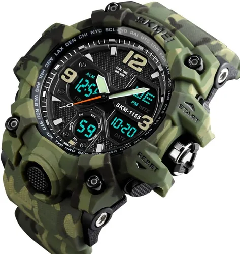 Vista 2 de Reloj digital multifuncional militar para hombre LED electrónico impermeable reloj deportivo