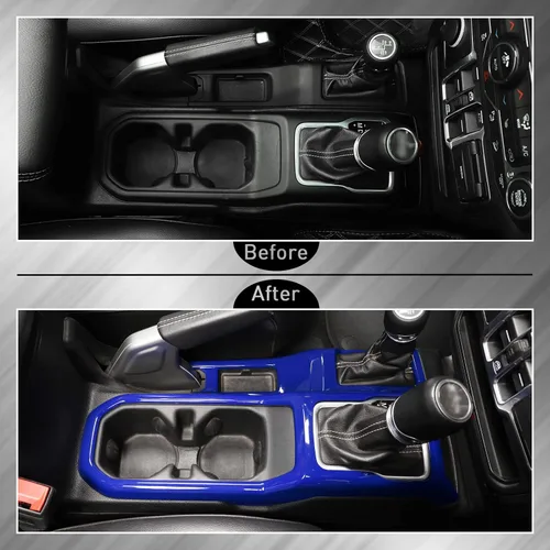 Vista 6 de Consola Central 4WD Panel de Cambio de Marchas y Portavasos para 2018-2024+ Jeep Wrangler JL JLU Gladiator JT (Azul)