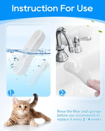 Vista 5 de Paquete de 6 filtros de fuente de agua para mascotas de carbón para dispensador de tazón de agua W600, compatible con el modelo W600, elimina