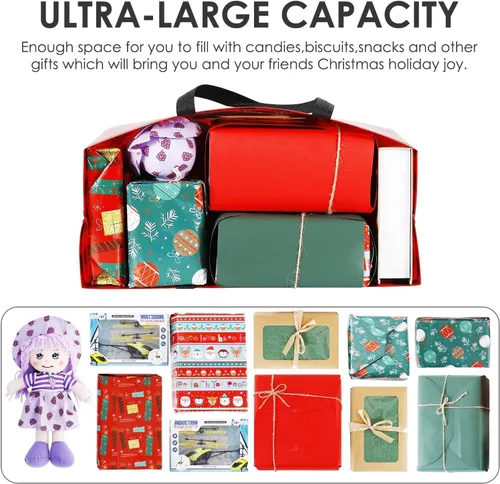 Vista 3 de YANGTE Paquete de 16 bolsas de regalo de Navidad extra grandes, bolsas reutilizables con asa, bolsas de compras de comestibles de Navidad no tejidas