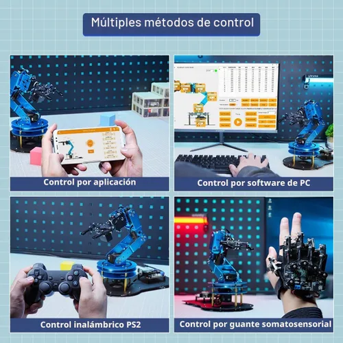 Vista 3 de Kit de brazo robótico 6DOF Robot de programación con 6 servos, mango, garra mecánica, etc, control de aplicación de software de PC con tutorial