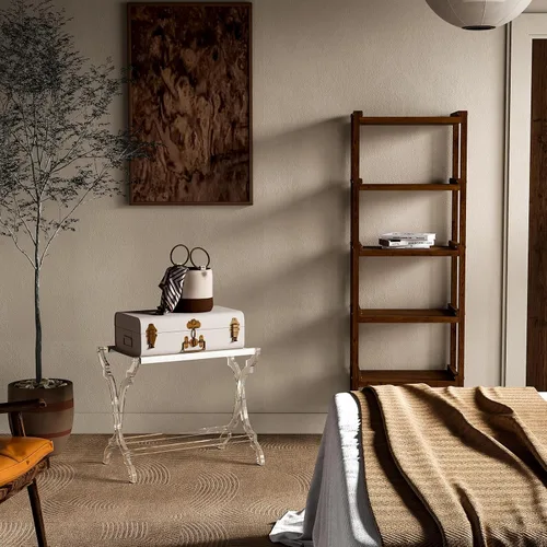 Vista 2 de Byingo Portaequipajes acrílico, elegante soporte plegable para maleta con estante de tela PET para habitación de invitados, dormitorio, hotel