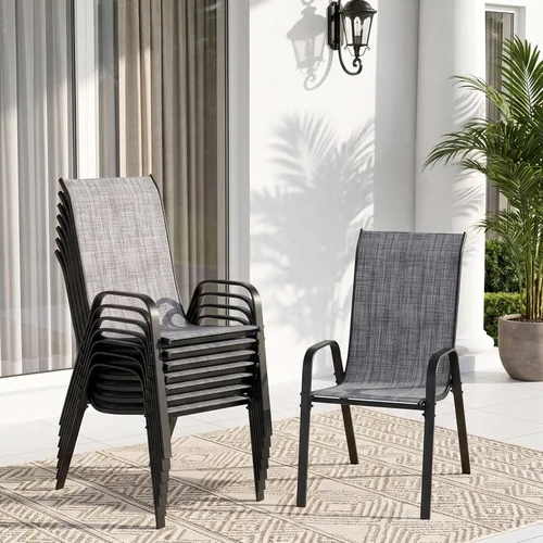 Vista 10 de TLSUNNY Silla de patio, sillas apilables de textileno para exteriores Azul Turquesa