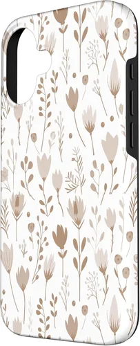 Vista 2 de Floral Flowers Wildflowers Garden Botanical Love Beige White Case for iPhone 16