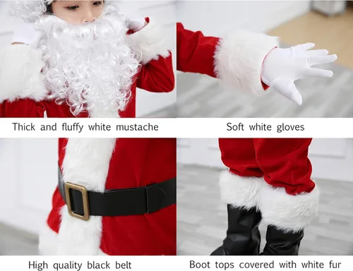 Vista 6 de ELFJOY Traje de Papá Noel para niños, disfraz de Halloween para Navidad