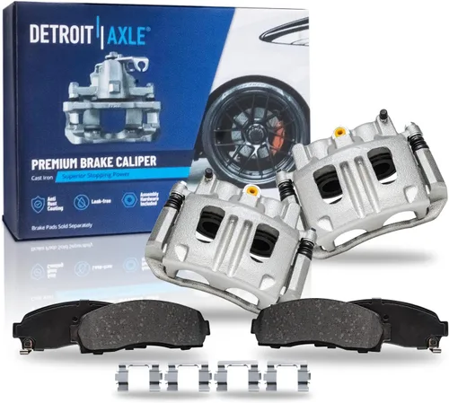 Vista 17 de Detroit Axle – Pinza de freno del lado del pasajero trasero + pastillas de freno de reemplazo para Silverado Sierra 1500 Tahoe Yukon Astro Deville
