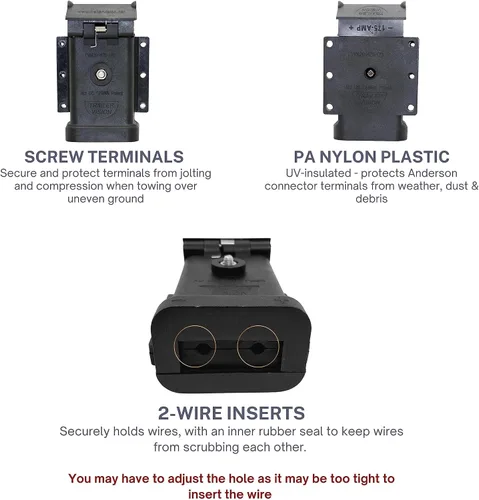 Vista 3 de Trailer Vision 175A Anderson Plug Mount - Cubierta de conector Anderson de 175 amperios con LED - Compatible con SB 175, calibre de cable 2-1/0 AWG