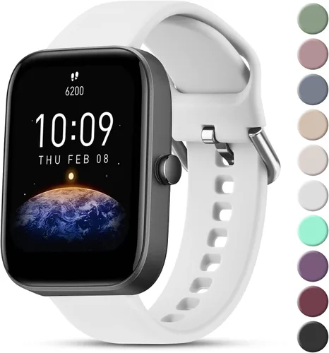 Vista 47 de Vanjua Bandas para Amazfit Active 2 / Bip 3 / 3 Pro Band mujeres hombres, Bip U Pro / Bip / Lite / S / S lite / U, correa de repuesto de silicona