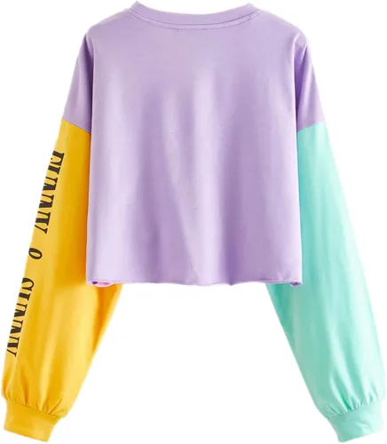 Vista 2 de SweatyRocks Sudadera corta de manga larga con estampado de letras para mujer