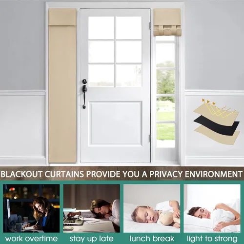 Vista 5 de HOMEIDEAS Cortinas Opacas para Puerta, Cortinas de Privacidad para Puerta Delantera para Ventana Pequeña y Sombras Laterales, Cubierta de Ventana