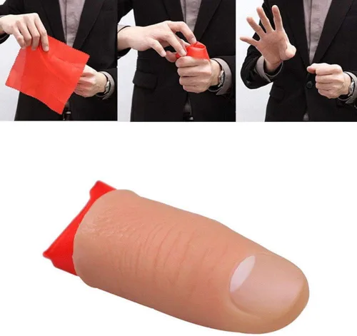 Vista 9 de PULABO Magic Thumb Tip Trick Finger Rubber Close Up Vanish Appearing Hanky Trick Prop Cómodo y respetuoso con el medio ambiente