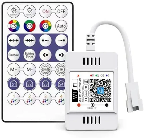 Vista 2 de DC12V-24V WS2811 WiFi Voice Music SPI Controlador LED para 3PIN WS2811 RGB IC tira de luz LED Magic Home APP Support Alexa (salida dual)