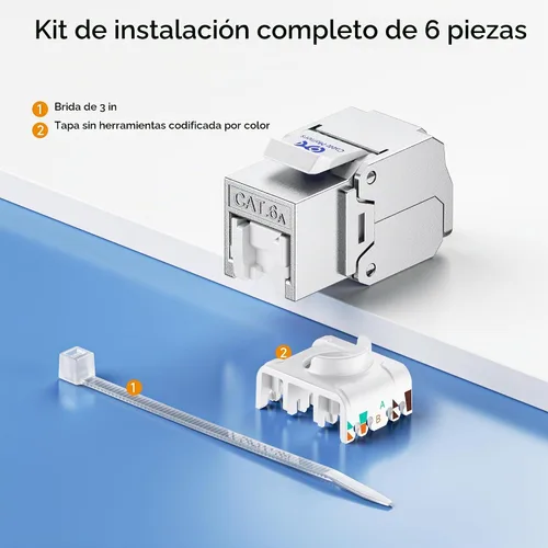 Vista 7 de Cable Matters [Listado UL] Paquete de 6 conectores Keystone Cat6A blindados de 10 Gbps