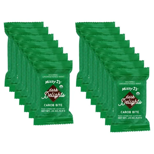 Vista 10 de Missy J's Mini bocados de algarrobo oscuro sin endulzar, paquete de 15 mini bocados de algarrobo vegano, sin gluten, perfecto para aperitivos