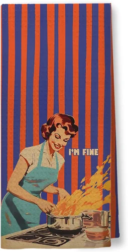Vista 19 de Toallas de Cocina Divertidas "I'm Fine", Toallas Decorativas de Cocina y Té Estilo Ama de Casa Retro de los 50s, Toallas de Mano de Humor Sarcástico