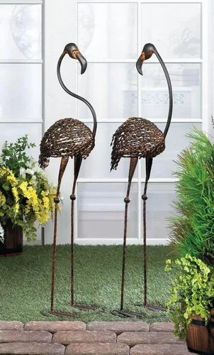 Vista 2 de Verdugo Gift Wild Flamingo Garden Art Duo