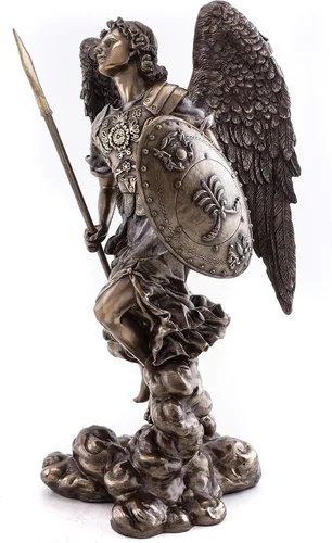 Vista 2 de Top Collection Estatua de Arcángel San Rafael, escultura del Dios de la curación en bronce fundido en frío de alta calidad, figura coleccionable