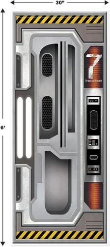 Vista 3 de Beistle Juego de 2 cubiertas de plástico para puerta de nave espacial, decoraciones para el espacio exterior, galaxia temática alienígena