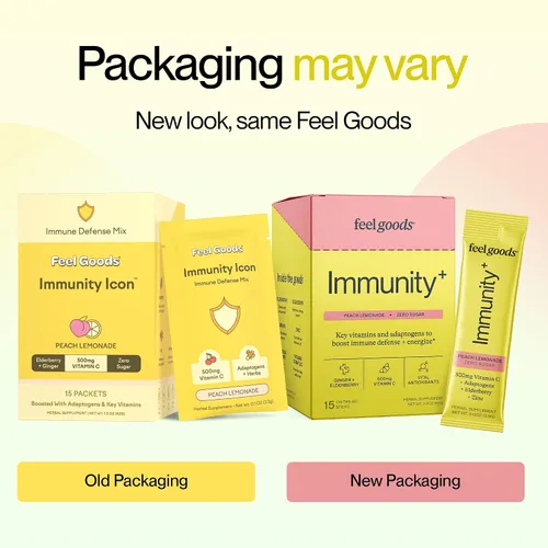 Vista 8 de Feel Goods Immunity+, apoyo inmunológico, hierbas orgánicas, 500 mg de vitamina C, paquetes de polvo cero azúcar, antioxidantes, zinc