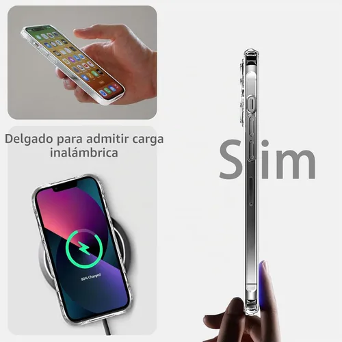 Vista 5 de JJGoo Compatible con iPhone 13 Funda transparente, transparente a prueba de golpes, delgada, antiarañazos, carcasa protectora de policarbonato duro