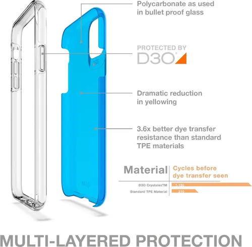 Vista 3 de ZAGG Gear4 Crystal Palace Neon - Funda compatible con iPhone 11 Pro Max, protección avanzada contra impactos con tecnología D3O integrada, no se