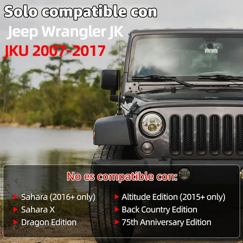 Vista 2 de AggAuto Insertos para Parrilla Compatibles con Jeep Wrangler JK JKU 2007 2008 2009 2010 2011 2012 2013 2014 2015 2016 2017, Accesorios de Cobertura