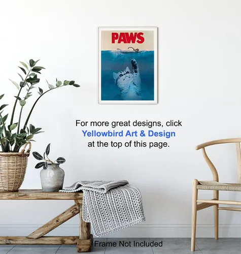 Vista 6 de Arte y decoración de pared de gatos, regalos divertidos para amantes de los gatos para mujeres, bonito póster de gatito de 8 x 10 pulgadas