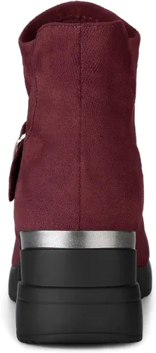Vista 4 de Allegra K Botas de tobillo con plataforma y puntera redonda para mujer