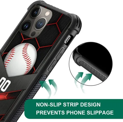 Vista 3 de DJSOK Compatible con iPhone personalizado de béisbol deportivo, cubierta de teléfono personalizada con número de nombre para iPhone 17/16/15/14 Pro