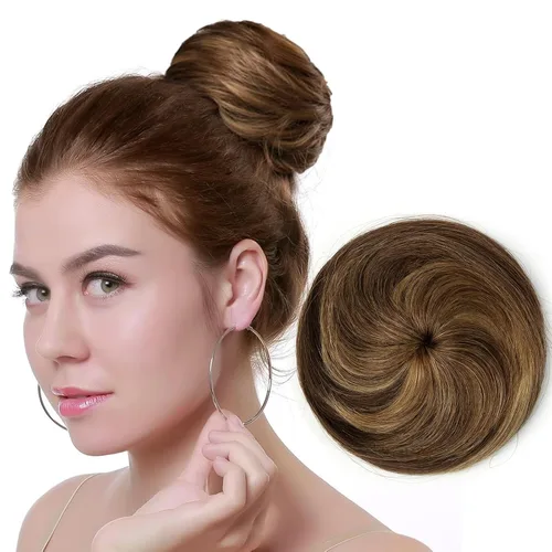 Vista 10 de Moño de Cabello Humano 100%, Moño Desordenado Pieza de Cabello Extensiones de Cabello Humano Real Moño de Cabello Rizado Natural Piezas de Cabello