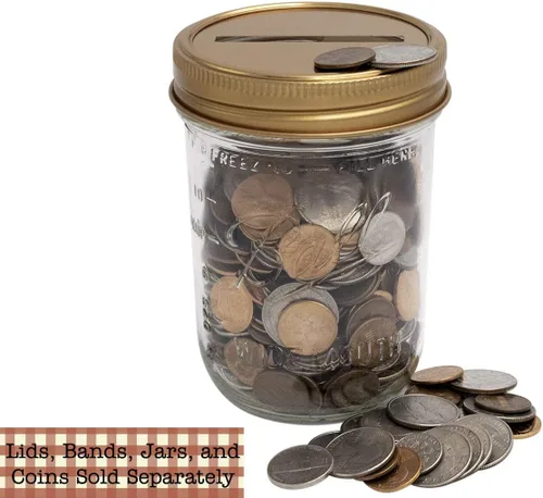 Vista 2 de Insertos de tapa de banco de monedas de cobre para tarros de masón, bola, conservas (paquete de 10, boca ancha)
