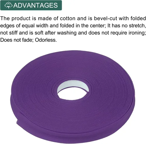 Vista 255 de MECCANIXITY Cinta al bies de doble pliegue de 1/2 pulgada de poliéster continuo a granel para costura, costura, dobladillo, encuadernación y Beige