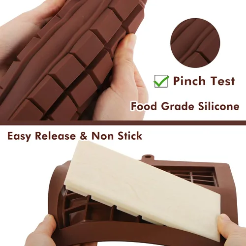 Vista 7 de Webake Molde de barra de chocolate de silicona, moldes de barra de caramelo de 4 onzas, paquete de 2 unidades para barras energéticas de proteínas