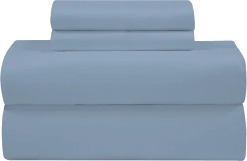 Vista 23 de ROYALE LINENS Juego de sábanas de 300 hilos 100% algodón peinado de fibras largas, 4 piezas, 1 sábana bajera, 1 encimera y 2 fundas de almohada
