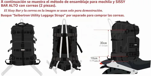 Vista 5 de Seibertron mochila para motociclista o para uso en deportes de exteriores, Negro 37L negro