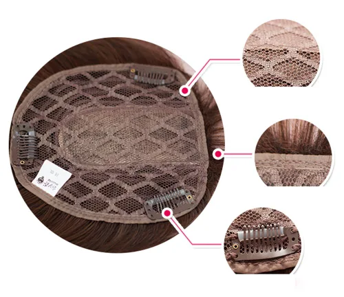 Vista 6 de Extensiones de pelo liso de fibra sintética de 14 pulgadas con flequillo de irregularidad (negro delgado)