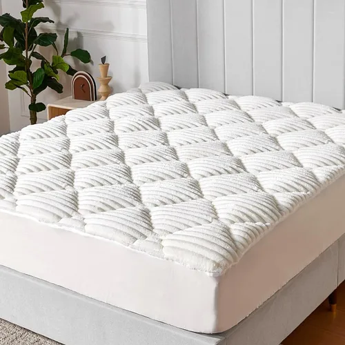 Vista 8 de Novilla Cubrecolchón Twin, Pillow Top suave para cama de dormitorio, funda de colchón acolchada transpirable con bolsillo profundo, relleno