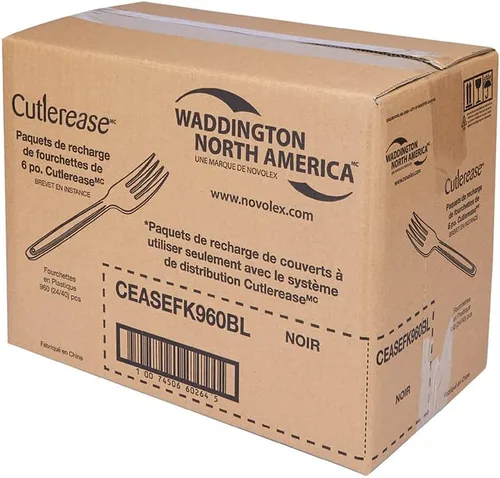 Vista 3 de WNA Cutlerease - Recambio de tenedor de plástico negro, paquete a granel de 960 tenedores, para uso con sistema de dispensación de cubiertos