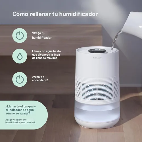 Vista 9 de BLUEAIR Humidificador inteligente prémium para habitaciones grandes, dormitorios, mejor sueño con tecnología de niebla invisible evaporativa