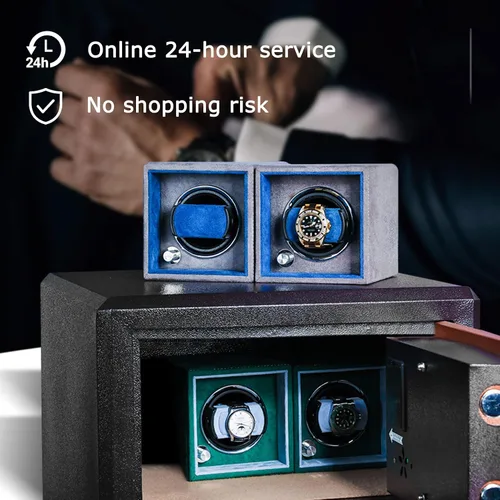 Vista 7 de Bobinadora de reloj, caja de almacenamiento de relojes mecánicos de lujo, caja de madera con piano y cuerda automática, caja giratoria con motor