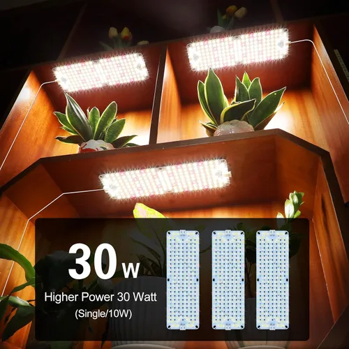 Vista 4 de FRGROW Paquete de 3 luces planas de cultivo para plantas de interior, inicio de semillas, vegetación, temporizador de 4/8/12/16/20H, luces