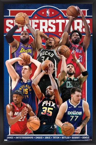Vista 8 de Trends International NBA League Superstars 23 - Póster de pared, 22.4 pulgadas de largo x 14.7 pulgadas, versión enmarcada de madera de granero