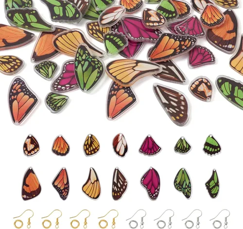 Vista 19 de Craftdady Colgantes de Resina de Alas de Mariposa y Alas de Hada - Lindos Colgantes Colgantes de Animales y Dijes de Hongos - Dijes Degradados